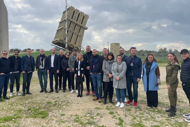  French MP delegation visits an Iron Dome battery on their early January Israel visit led by ELNET.  (photo credit: Courtesy of ELNET)