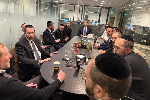  Aliyah and Integration Minister Ofir Sofer meets with a delegation of Orthodox rabbis from North America.  (photo credit: COURTESY OF ALIYAH AND INTEGRATION MINISTRY)