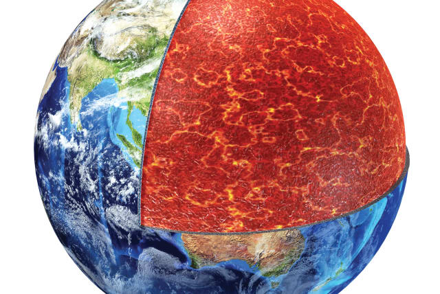  The Earth with the upper mantle revealed. Researchers at The University of Texas at Austin have discovered a previously unknown layer of partly molten rock in a key region just below the tectonic plates.  (photo credit: Leonello Calvetti/Dreamstime)