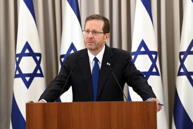 President Isaac Herzog speaks on Israel's judicial reform on February 12, 2023 (photo credit: HAIM ZACH/GPO)