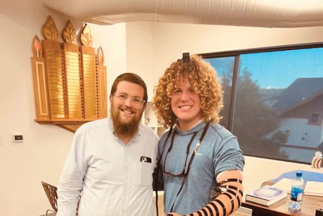  THE WRITER is joined by his study partner, Adam Mendelsohn, who studied with the Chabad rabbi for his bar mitzvah during COVID-19.  (photo credit: Jason Mendelsohn)
