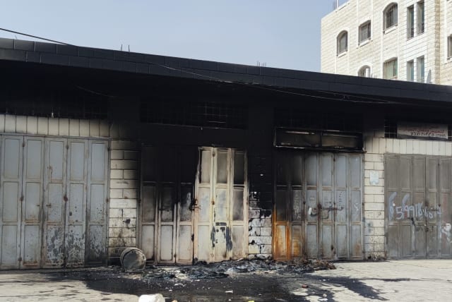  Buildings that were set ablaze during the Huwara riots. (photo credit: TZVI JOFFRE)
