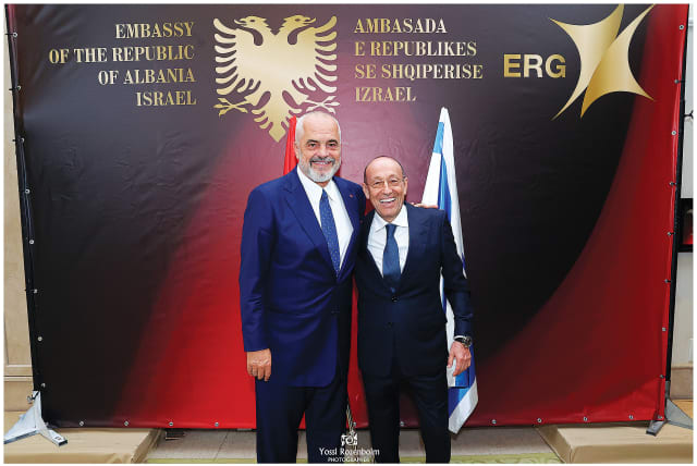  ALBANIAN PRIME MINISTER Edi Rama (left) with philanthropist Alexander Machkevitch. (photo credit: YOSSI ROZENBOIM)