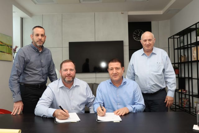  (right to left) Itzik Abarkhan Chairman of Shufersal Group, Uri Weterman CEO of Shufersal Group, Amit Zeev, Roy Freibach CEO of Shufersal subsidiaries. (photo credit: REUTERS)