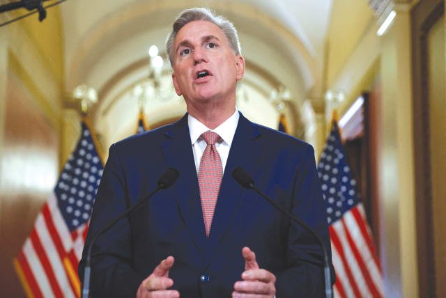  ANOTHER UPCOMING visit to Taiwan is that of Kevin McCarthy, the speaker of the US House of Representatives. (photo credit: EVELYN HOCKSTEIN/REUTERS)