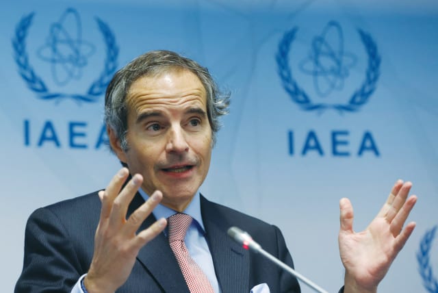  IAEA DIRECTOR-GENERAL Rafael Grossi addresses the media during an agency Board of Governors meeting in Vienna, on Monday.  (photo credit: Leonhard Foeger/Reuters)