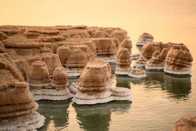  SALT FORMATIONS on the Dead Sea shore. (photo credit: MENDY HECHTMAN/FLASH90)