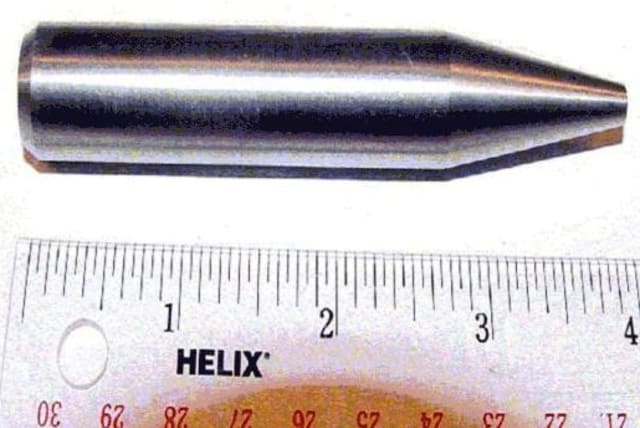 The depleted uranium penetrator of a 30 mm round (photo credit: CHOIHEI/OFFICE OF THE SECRETARY OF DEFENSE/PUBLIC DOMAIN/VIA WIKIMEDIA COMMONS)