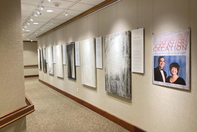  A portrait of David Goldberg and his late wife, Gail, hangs in the mixed-media exhibition at Milwaukee’s Ovation Senior Living Communities residence. (photo credit: COURTESY DAVID GOLDBERG)
