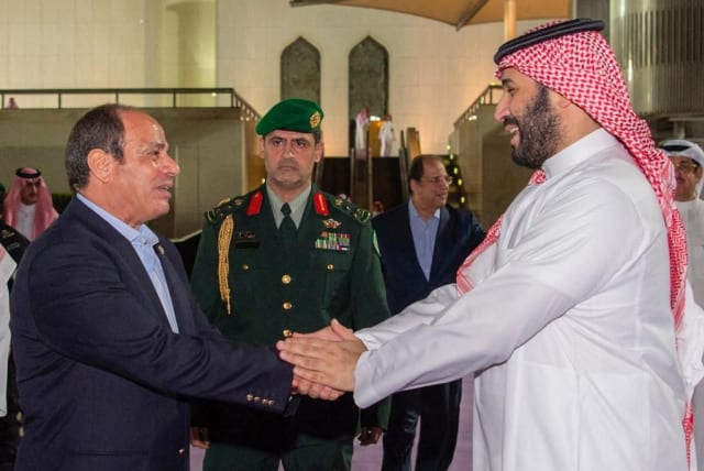  Saudi Crown Prince Mohammed bin Salman meets Egyptian President Abdel Fattah al-Sisi in Jeddah, Saudi Arabia, April 03, 2023 (photo credit: SAUDI PRESS AGENCY/HANDOUT VIA REUTERS)