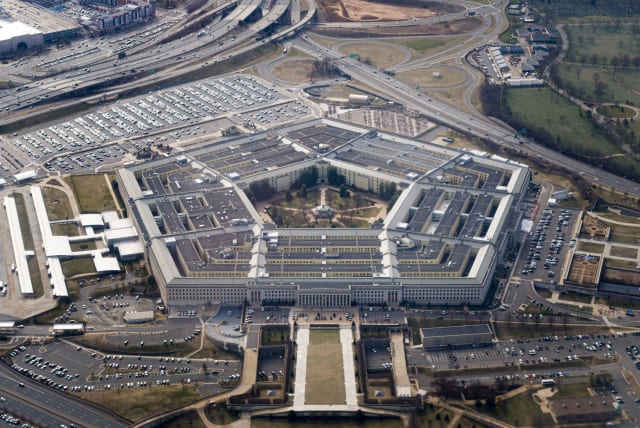  The Pentagon is seen from the air in Washington, U.S., March 3, 2022, more than a week after Russia invaded Ukraine.  (photo credit: JOSHUA ROBERTS/REUTERS)