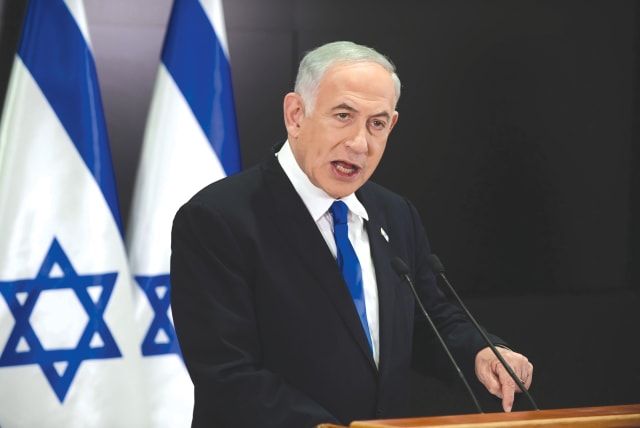 PRIME MINISTER Benjamin Netanyahu holds a news conference in Tel Aviv, last Monday (photo credit: TOMER NEUBERG/FLASH90)