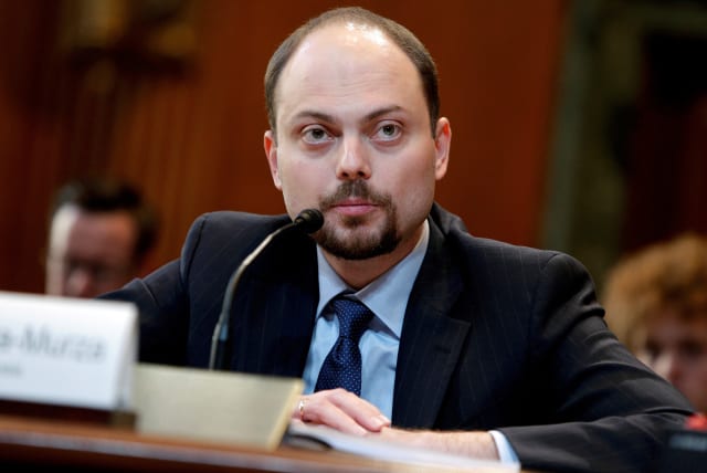  Russian opposition leader Vladimir Kara-Murza, vice chairman of Open Russia, testifies before a Senate Appropriations State, Foreign Operations and Related Programs Subcommittee hearing on "Civil Society Perspectives on Russia" on Capitol Hill in Washington, U.S., March 29, 2017 (photo credit: REUTERS/JOSHUA ROBERTS/FILE PHOTO)