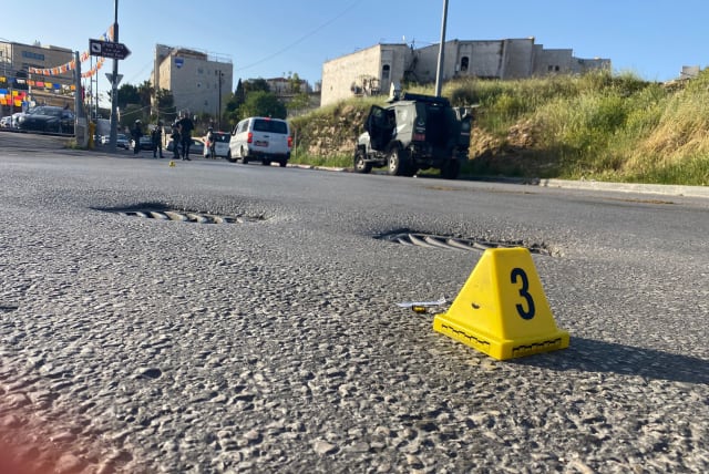  The scene of a shooting near Sheikh Jarrah in Jerusalem, April 18, 2023. (photo credit: ISRAEL POLICE SPOKESPERSON'S UNIT)