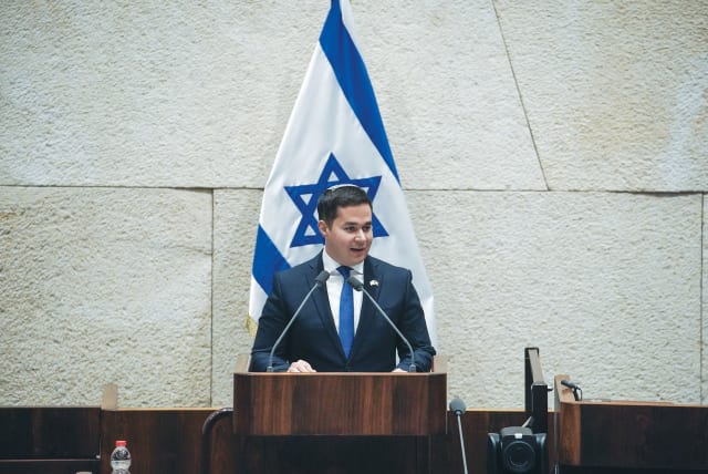  THE WRITER addresses the Knesset plenum.  (photo credit: Danny Shem Tov/Knesset spokesperson’s unit)