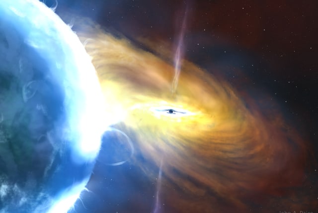  Artist impression of a black hole accretion. (photo credit: John A. Paice)