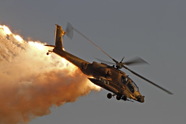 AH-64 Apache Helicopter seen on July 6, 2021 (photo credit: OFER ZIDON/FLASH90)