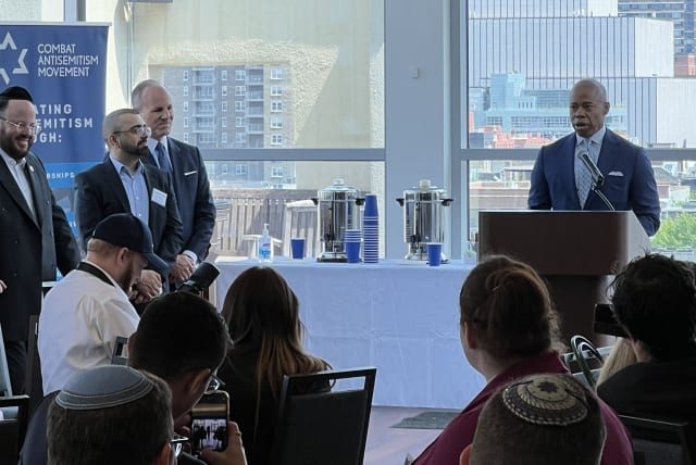  New York City Mayor Eric Adams joins the Combat Antisemitism Movement and 55 of their partner organizations to discuss new ways to tackle bigotry and antisemitic hatred. (photo credit: COMBAT ANTISEMITISM MOVEMENT)