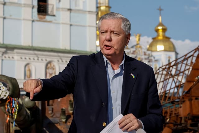 US Senator Lindsey Graham speaks during an interview with media, as Russia's attack on Ukraine continues, in Kyiv, Ukraine May 26, 2023.  (photo credit: REUTERS/Alina Smutko)
