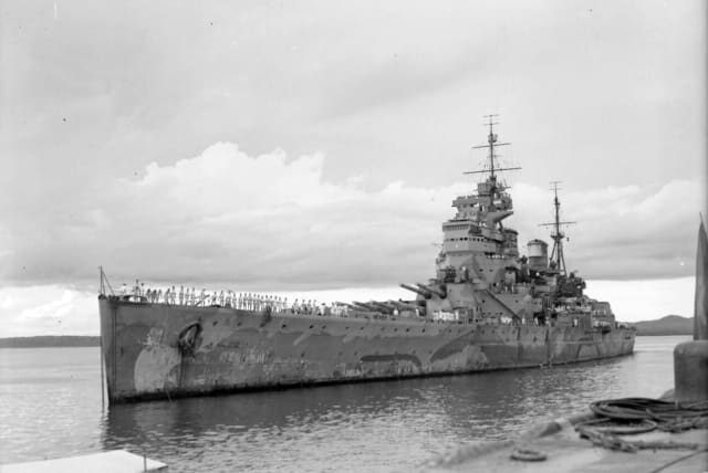  The Royal Navy battleship HMS Prince of Wales coming in to moor at Singapore, December 4, 1941.  (photo credit: Wikimedia Commons)
