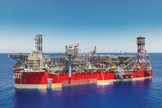  ENERGEAN’S FLOATING production unit is seen offshore in the Eastern Mediterranean last year (photo credit: Energean/handout via Reuters)