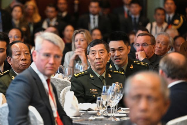 China’s Defence Minister Li Shangfu attends the 20th IISS Shangri-La Dialogue in Singapore June 2, 2023. (photo credit: CAROLINE CHIA/REUTERS)