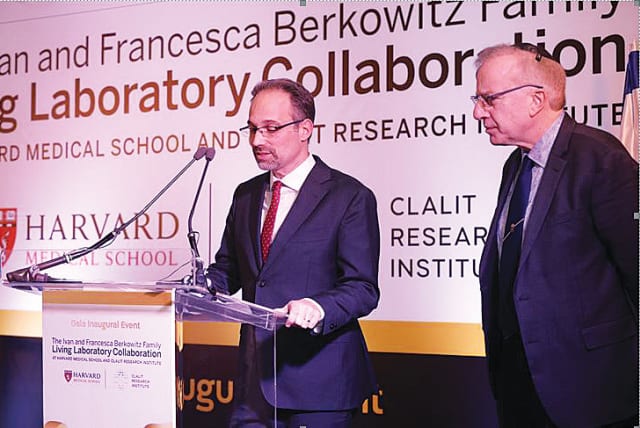  PROF. RAN BALICER (left) at the inauguration of the Clalit-Harvard Berkowitz Living Lab in Jerusalem, with Prof. Isaac Kohane, chairman of the Department of Biomedical Informatics at Harvard Medical School.  (photo credit: CLALIT HEALTH SERVICES)