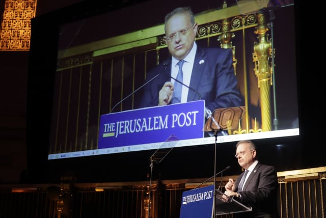  Yaakov Hagoel is seen addressing The Jerusalem Post Annual Conference in New York, on June 5, 2023. (photo credit: MARC ISRAEL SELLEM/THE JERUSALEM POST)
