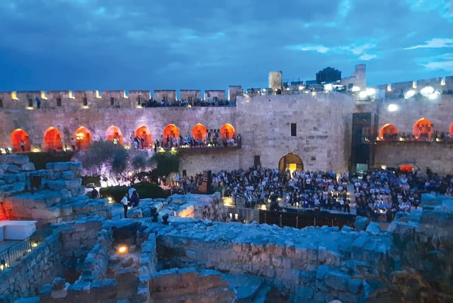  The Tower of David Museum in Jerusalem is seen on its opening night, on June 1, 2023. (photo credit: ILSE STRAUSS)