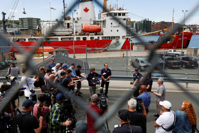 Canadian Coast Guard press conference following the implosion of the OceanGate Expeditions submersible, Newfoundland, Canada, June 24, 2023 (photo credit: REUTERS)