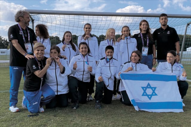 Israel silver-medal winning women's soccer team at Special Olympics (photo credit: SPECIAL OLYMPICS ISRAEL)
