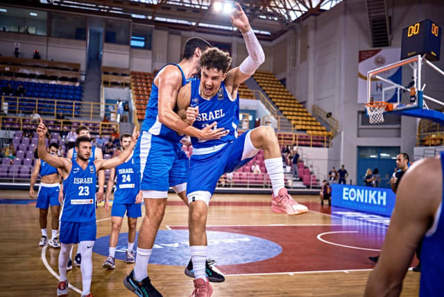  The Israeli National Basketball Team participating in the U-20 European championships. (photo credit: FIBA)