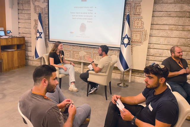  PARTICIPATING IN the Time to Talk program at the President's Residence in Jerusalem. (photo credit: YOTAM SHAHAR)