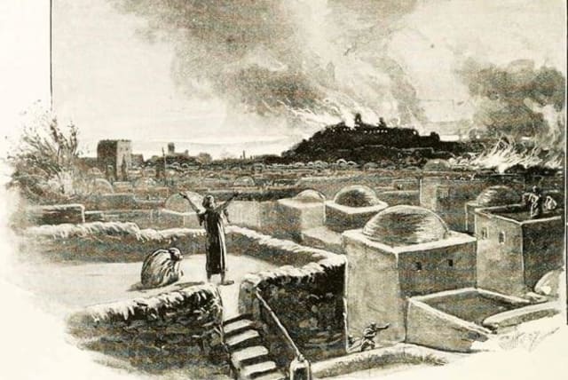 Representational image of fire raging during the Babylonian destruction of Jerusalem.  (photo credit: PUBLIC DOMAIN)