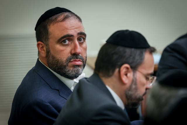  Minister of Interior and Minister of Health Moshe Arbel seen during a Shas faction meeting, at the Knesset, the Israeli parliament in Jerusalem, on July 10, 2023.  (photo credit: CHAIM GOLDBEG/FLASH90)