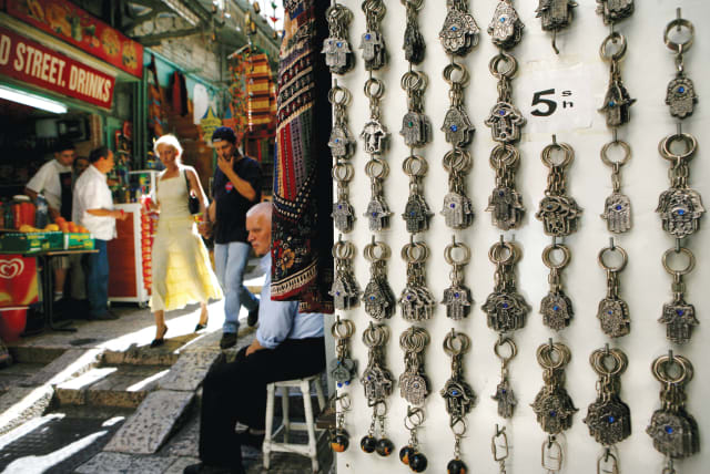  AMULETS FOR sale in Jerusalem’s Old City. (photo credit: NATI SHOHAT/FLASH90)