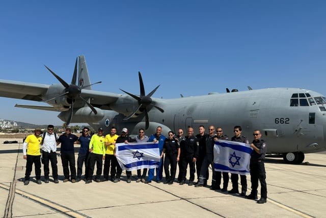  The Israeli firefighting team being sent to Cyprus as part of Operation Wings of Fire, on August 7, 2023. (photo credit: PRIME MINISTER'S OFFICE)