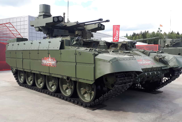 Tank support combat vehicle "Terminator" during the "Armiya 2020" exhibition (photo credit: VIA WIKIMEDIA COMMONS)