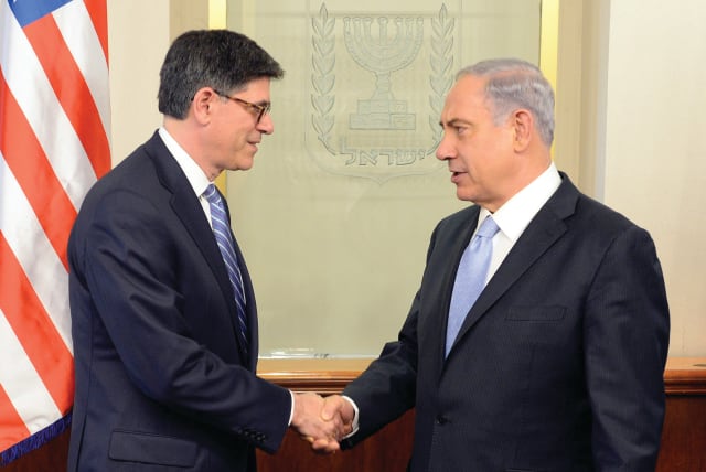  PRIME MINISTER Benjamin Netanyahu meets with then-secretary of the US Treasury Jack Lew, in Jerusalem, in 2014. (photo credit: Matty Stern/US Embassy Tel Aviv/Flash90)
