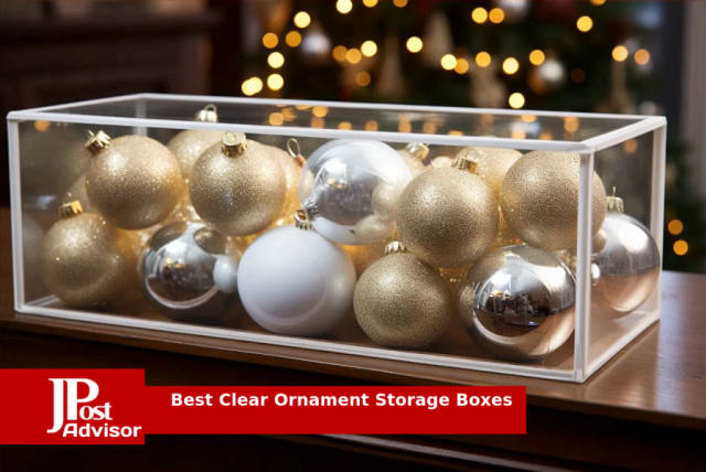 ZOBER Large Christmas Ornament Storage Box - Stores 128 Ornaments  W/Dividers - Non-Woven, Durable Christmas Storage Containers - Dual Zipper  - Green