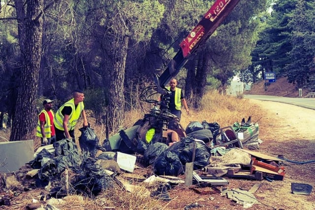 Clean up efforts of dried riverbeds in the Golan resulted in more than 100 tons of trash collection. (photo credit: OR BECKERMAN)