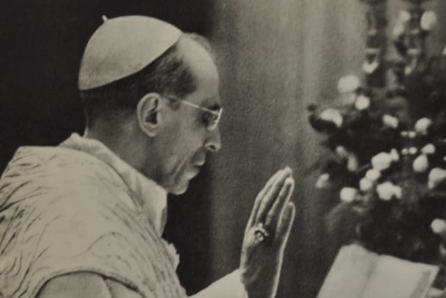 Pope Pius XII at the end of Mass. (photo credit: Wikimedia Commons)