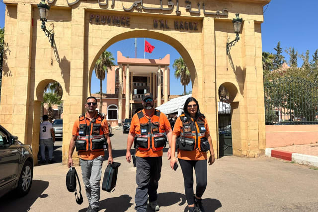 United Hatzalah's aid mission on the ground in Morocco. (photo credit: UNITED HATZALAH‏)