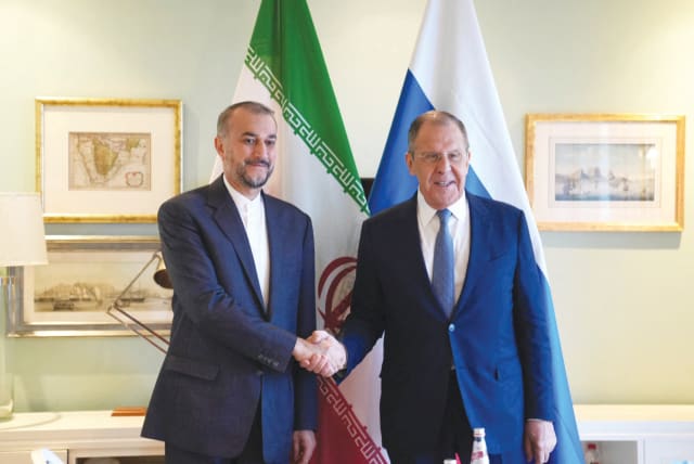 IRANIAN FOREIGN Minister Hossein Amir-Abdollahian meets with Russian counterpart Sergei Lavrov, in June. US nuclear negotiations with Iran have continued, despite increasing Iranian cooperation with Russia. (photo credit: IRAN'S FOREIGN MINISTRY/WANA (WEST ASIA NEWS AGENCY)/HANDOUT VIA REUTERS)