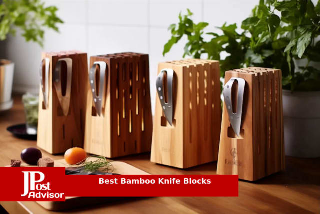 20 Slot Universal Knife Block: Shenzhen Knives Large Bamboo Wood Knife  Block without Knives - Countertop Butcher Block Knife Holder and Organizer  with