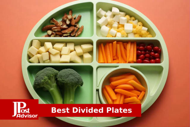 Divided Plates with Deep Sides for Easy Baby, Toddler, Child Feeding,Green  with Lid 