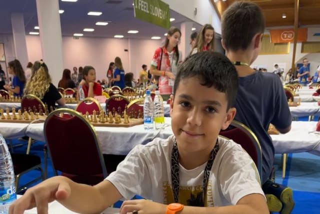  Noam Sasson playing at the European Youth Rapid Chess Championship in Terme Catez, Slovenia, September 29, 2023. (photo credit: Israel Chess Federation)