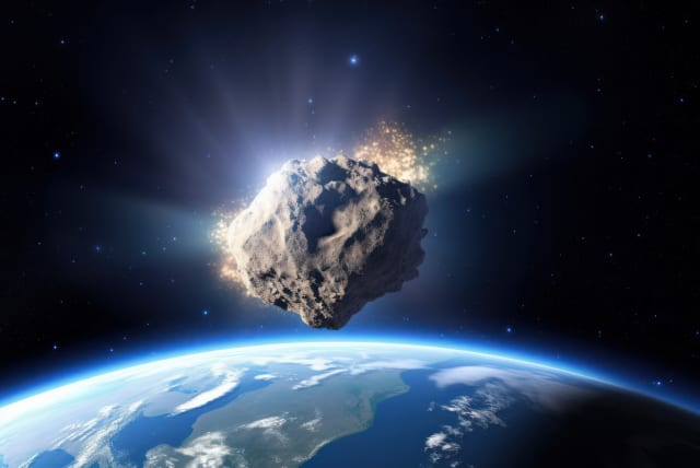  An illustrative image of an asteroid passing Earth. (photo credit: INGIMAGE)