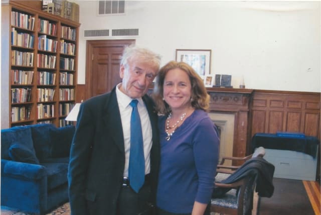  THE WRITER visits Elie Wiesel in his office. (photo credit: DEBORAH KATCHKO-GRAY)