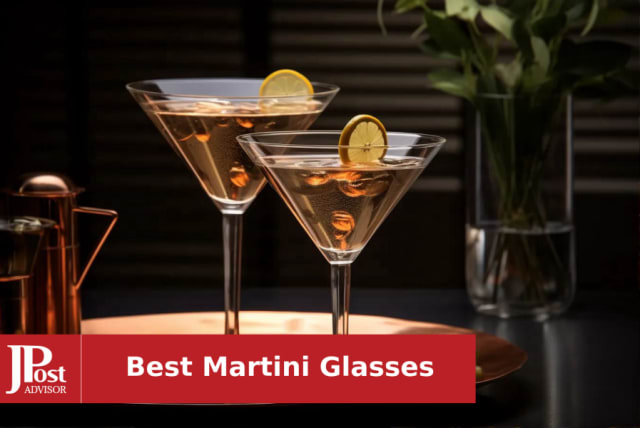 TAG Store Luxe Martini Glasses - Set of 4 Handblown Crystal Cocktail  Glasses with Bar Spoon